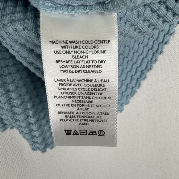Pilcro Anthropologie‎ Top Womens Small Blue Gauzy Waffle Knit Crop Coastal Boho - Picture 8 of 10